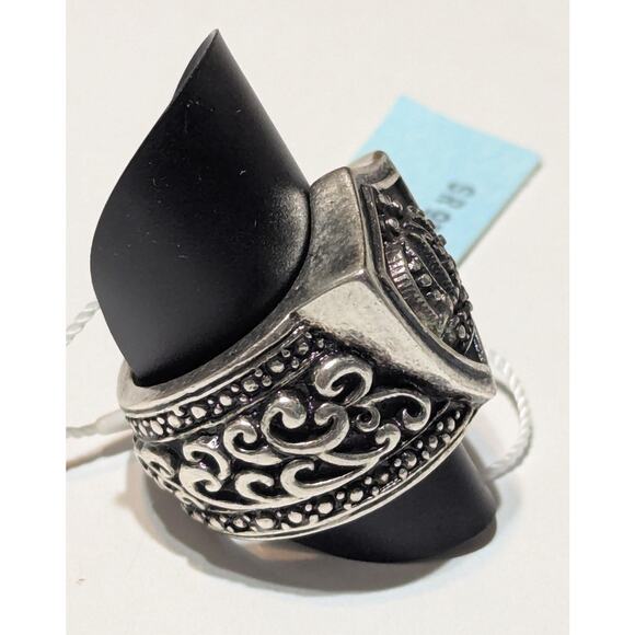 Stigma Mens Size 9 Shield Crown Ring Gothic Silver-tone by Kim Min Sun - Picture 3 of 10